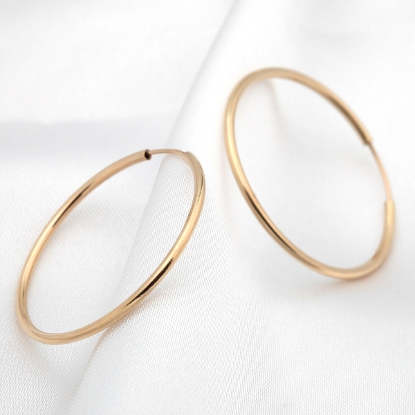 [라울스톤] 전체 14K 골드필드 심플 30mm 골드 파이프 후프 링 귀걸이