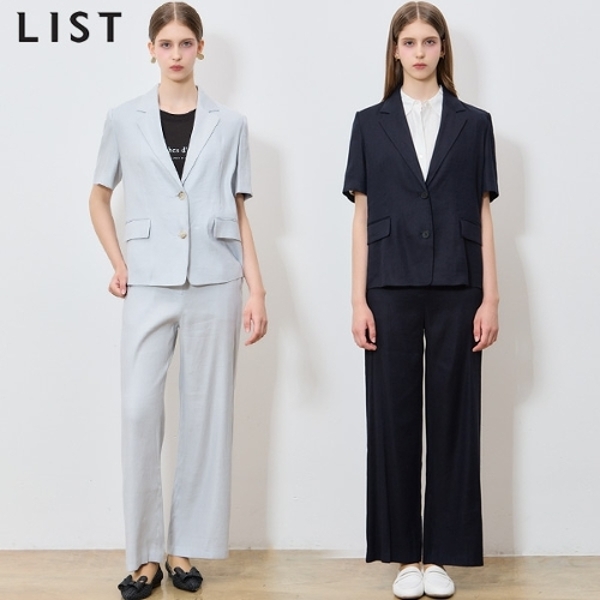 2SET [리스트(LIST)] 고품격 린넨 백 슬릿 재킷+와이드 팬츠 2종세트 (택가격:446000원)