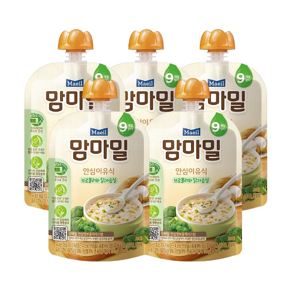 [매일] 맘마밀 이유식 브로콜리와닭가슴살 100g 5팩 (9개월)
