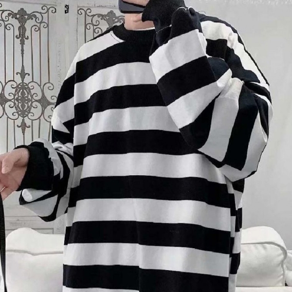가을 남성긴팔티 스트라이프 봄가을 루즈핏 상의