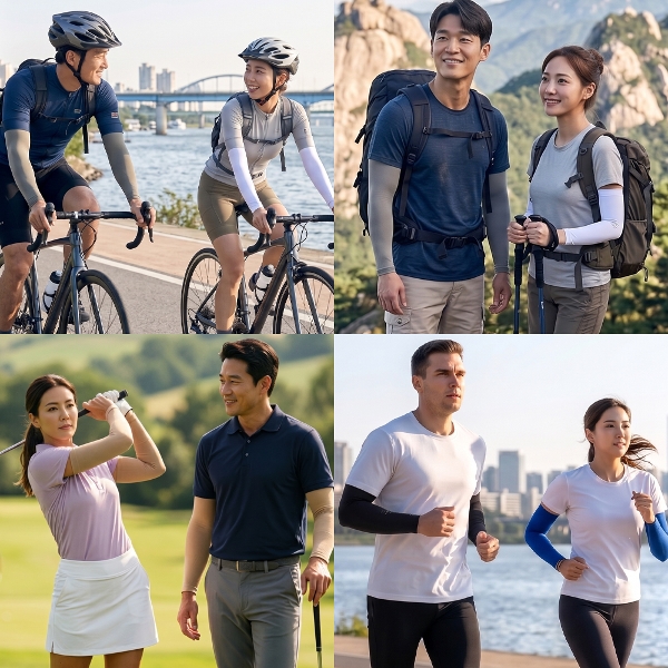 한국생산 자외선차단 남녀공용 손목형 운전/조깅/등산/골프 팔토시 혼합 5종 세트