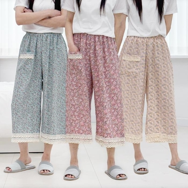 쾌적한 인조인견 8부 레이스 바지 6color