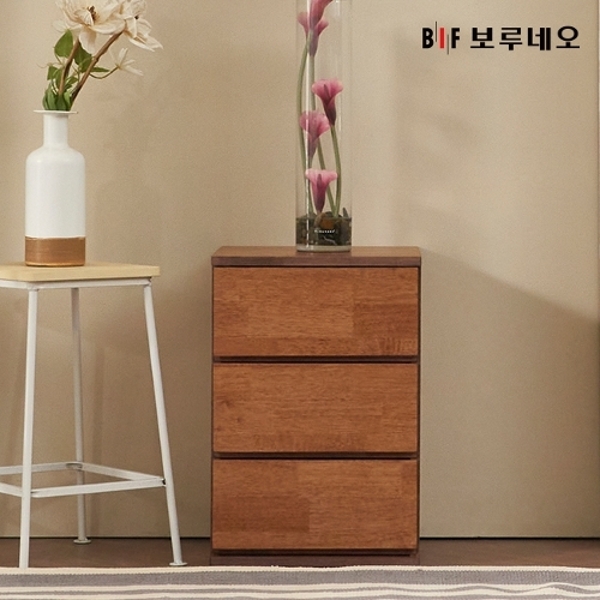 [보루네오]앳홈 미닉스 러버우드 원목 3단 400 서랍장_착불배송