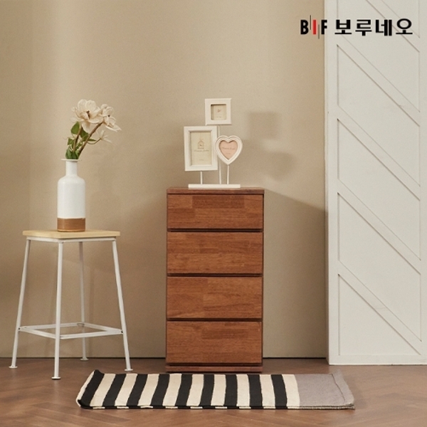 [보루네오]앳홈 미닉스 러버우드 원목 4단 400 서랍장_착불배송