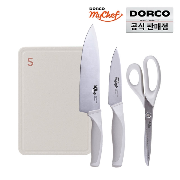 도루코 마이셰프 마린 베이지 칼도마 4종세트 (식도+과도+가위+도마)