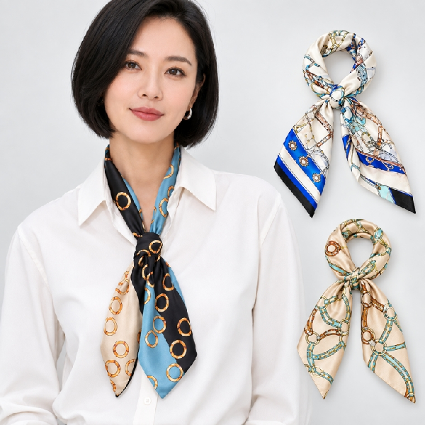 여성 쁘띠스카프 실크 롱 슬립 목 간절기 머플러 가을
