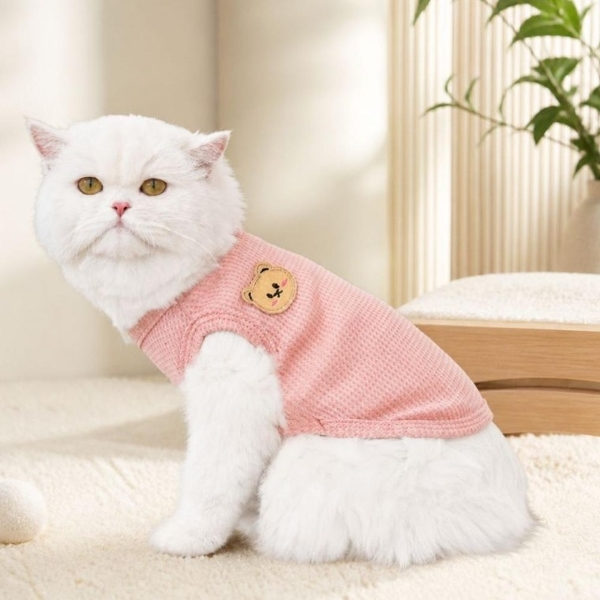 와플소재 강아지 슬림한 고양이 곰돌이 조끼 GOT-1005861