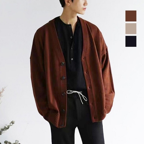 남성 간절기 기본 브이넥 V넥 니트 가디건