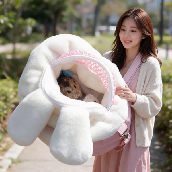 (색상 핑크)반려동물 슬링백 소동물 가방 외출용 이동장 산책용 숄더백 핸즈프리