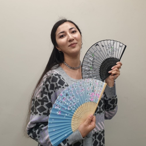 매화꽃 합죽선 전통 부채 흑색