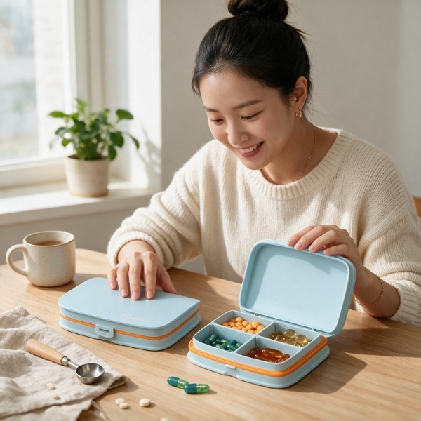 휴대용 영양제케이스 보관 정리 용기 데일리 영양제보관함 외출용 등산 여행