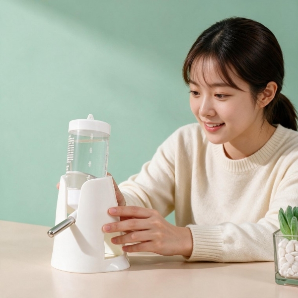 (타입 화이트)햄스터 급수기 거치대 물병 소동물 케이지 사육장 용품 스탠드 홀더 높이조절용