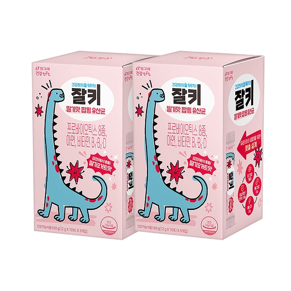 빙그레 잘키 팝핑유산균 딸기요거트맛 30포 x 2개 /프로바이오틱스 키즈 유산균