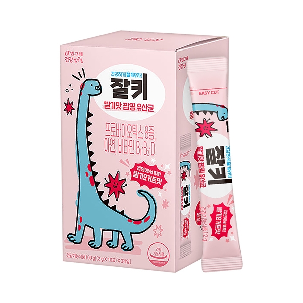 빙그레 잘키 팝핑유산균 딸기요거트맛 30포 /프로바이오틱스 키즈 유산균