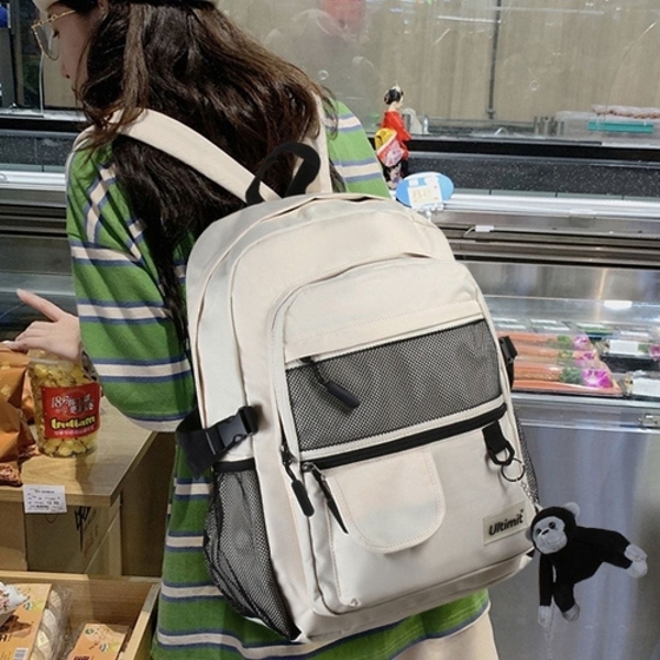 학생 고릴라키링 메쉬포켓 캐주얼 백팩 중고생가방