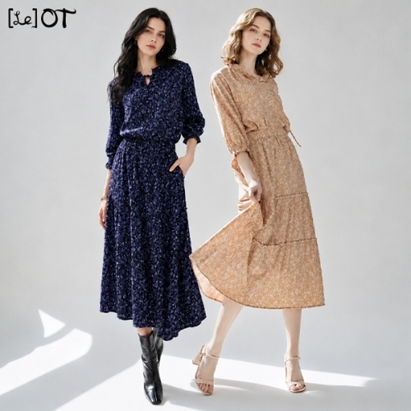 [르오트(LeOT)] 감각있는 프린트 쉬폰 캉캉 3단티어드 스커트-사이즈 55~88까지