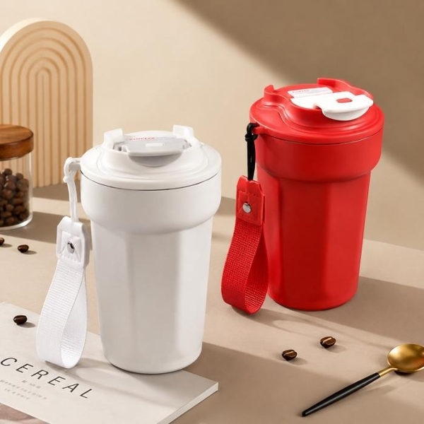 316 스테인리스 컬러 커피잔 텀블러 450ml 보온보냉 머그컵 원터치 휴대용 커