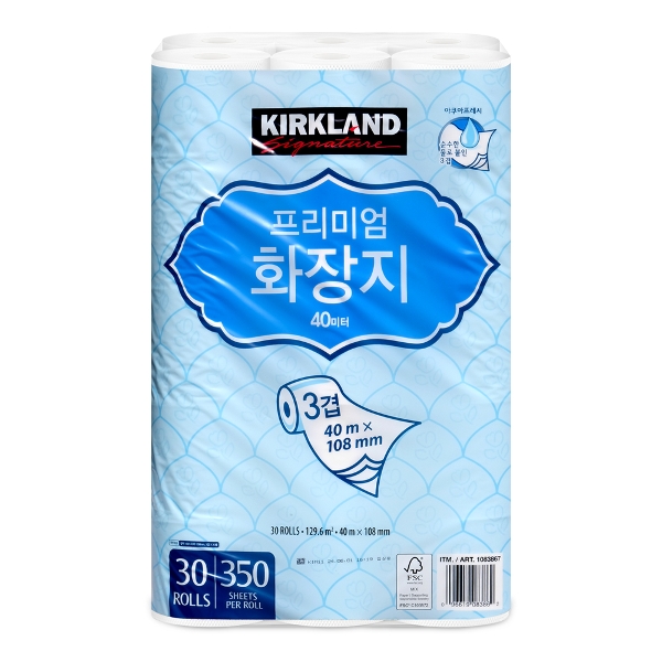 커클랜드 프리미엄 3겹 화장지 40m 30롤 1팩 (30롤)