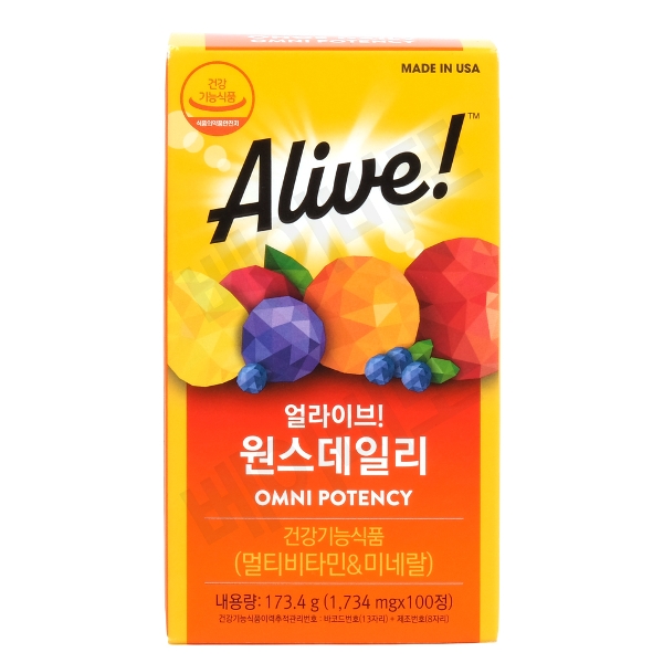 얼라이브 원스데일리 멀티비타민 미네랄 1706mg 100정 1개~