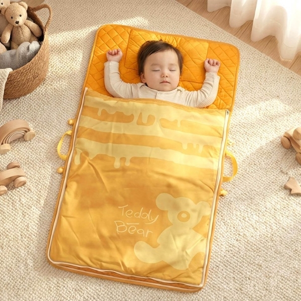 ( )ISE 낮잠이불 테디베어  어린이집 올인원 낮잠이불세트 (오렌지) (가방포함) (TB BED)