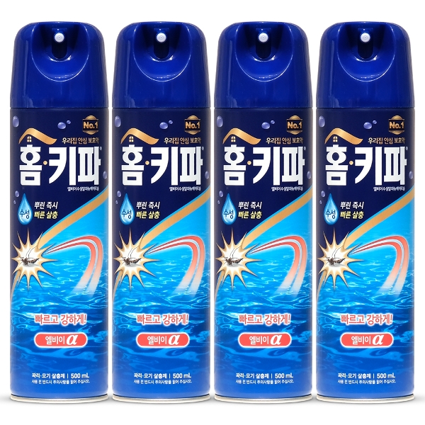홈키파 엘비이 수성 알파 에어로졸 500ml 4개