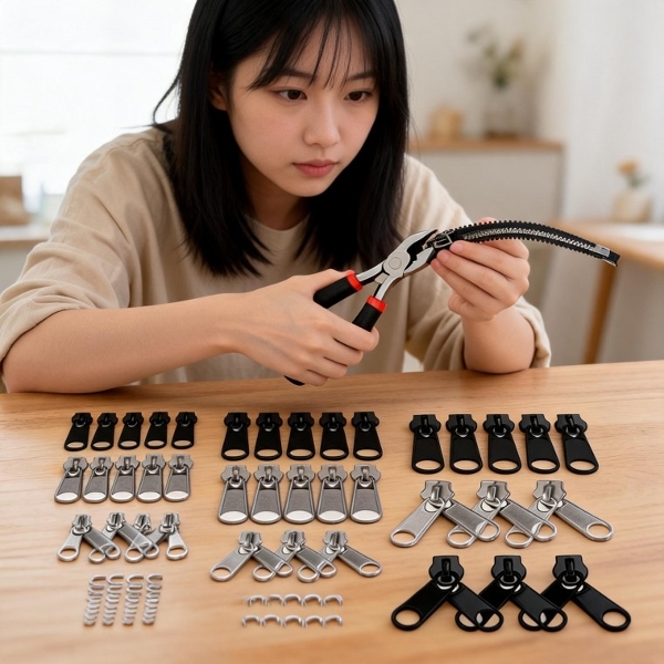 (타입 85PCS)지퍼 수선 옷 의류 가방 점퍼 리페어 지퍼슬라이더 교체 도구 85pcs