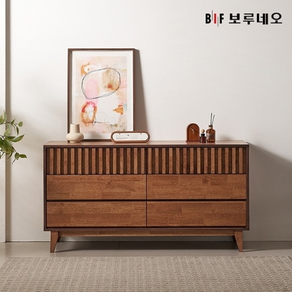 [보루네오]앳홈 브람스 러버우드 원목 3단 1500 와이드 서랍장_착불배송