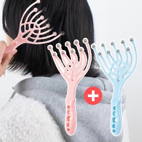 (옵션 핑크+블루)헤어 마사지기 두피 얼굴 마사지 다용도 이마 휴대용 지압볼 1+1