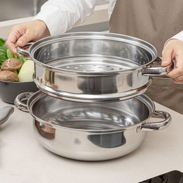 (색상 1개)인덕션 2단찜기 전골냄비 28cm 스텐찜통 찜기 판촉물 사은품 답례품 선물용