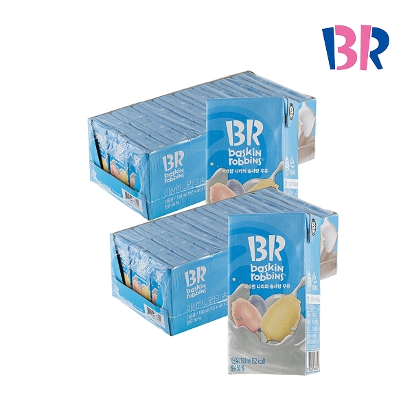 [배스킨라빈스] BR이상한나라의솜사탕 멸균우유 190ml, 48개(2박스)