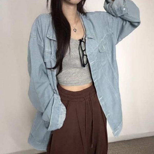 여성 아우터 가을 청자켓 오버핏 패션 자켓 데일리 데님