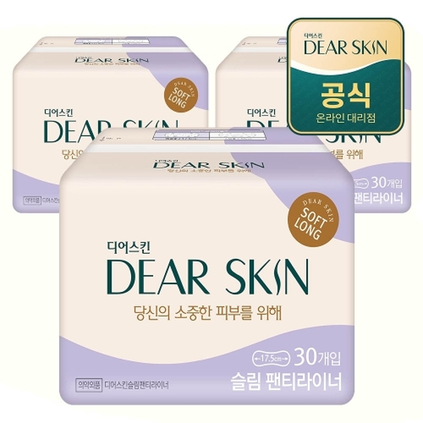 깨끗한나라 디어스킨 슬림 롱 팬티라이너 30개입x3팩