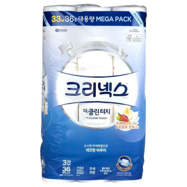 크리넥스 더클린터치 3겹 33m 36롤 1팩