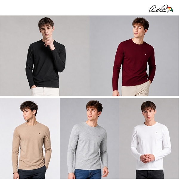 26FW[아놀드파마]소프트 코튼 긴팔 티셔츠 5종, 남성
